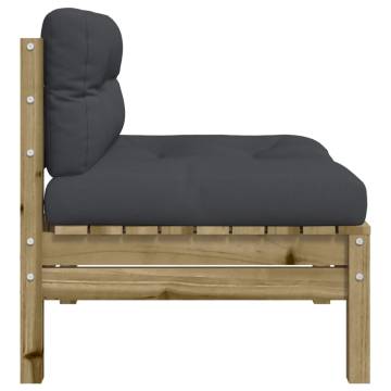 Garden Sofa Armless with Cushions | Impregnated Pine Wood