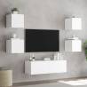 5 Piece TV Wall Cabinets with LED Lights - Modern White Design