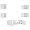 5 Piece TV Wall Cabinets with LED Lights - Modern White Design