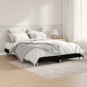 Black Bed Frame 135x190 cm Double - Engineered Wood