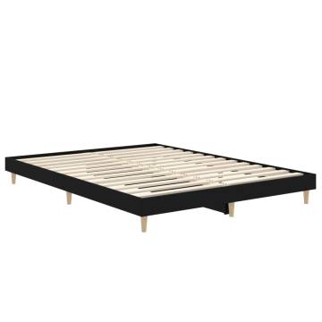 Black Bed Frame 135x190 cm Double - Engineered Wood