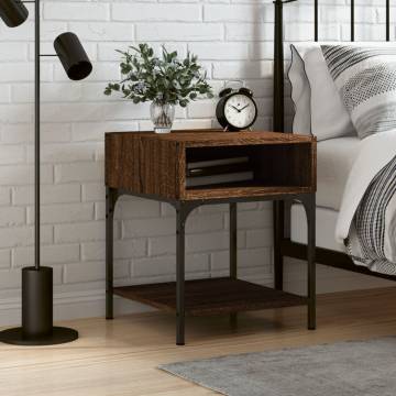 Elegant Brown Oak Bedside Table - 40x41x50 cm | Hipo Market