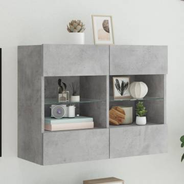 TV Wall Cabinet with LED Lights - Concrete Grey - 78.5x30x60.5 cm