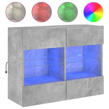 TV Wall Cabinet with LED Lights - Concrete Grey - 78.5x30x60.5 cm