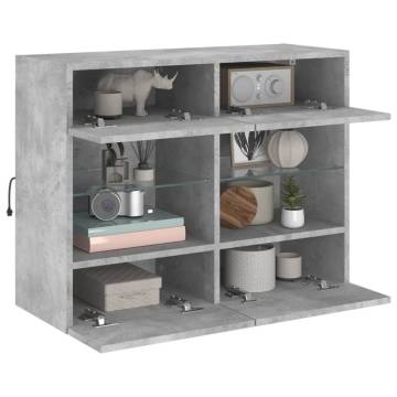 TV Wall Cabinet with LED Lights - Concrete Grey - 78.5x30x60.5 cm