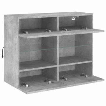 TV Wall Cabinet with LED Lights - Concrete Grey - 78.5x30x60.5 cm