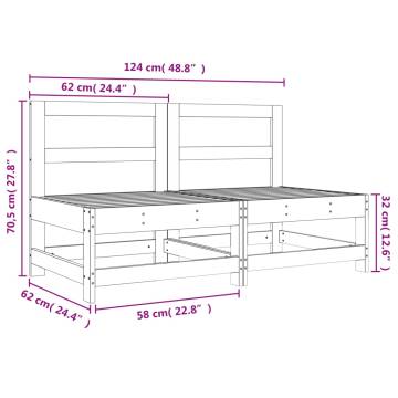 Garden Middle Sofas 2 pcs | Solid Wood Pine - Hipo Market