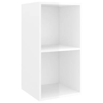 High Gloss White Wall-Mounted TV Cabinet - 37x37x72 cm