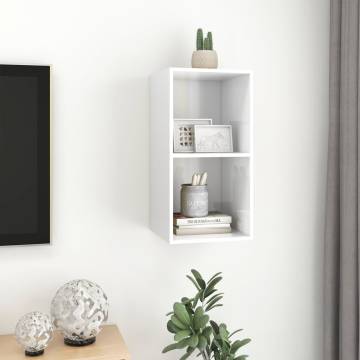 High Gloss White Wall-Mounted TV Cabinet - 37x37x72 cm