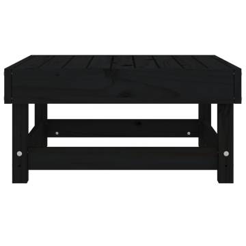 Garden Footstool Black Solid Wood Pine - Stylish & Durable