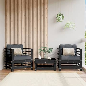 Garden Chairs 2 pcs Black Solid Wood Pine – Stylish Outdoor Seating