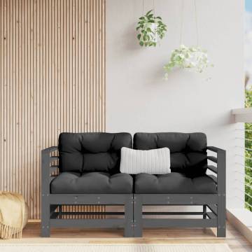 Garden Corner Sofas 2 pcs - Grey Solid Wood Pine | Hipomarket