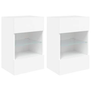 TV Wall Cabinets with LED Lights - White 40x30x60.5 cm