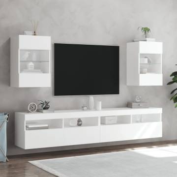 TV Wall Cabinets with LED Lights - White 40x30x60.5 cm