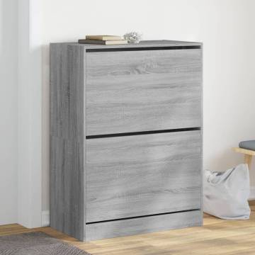 Shoe Cabinet with 2 Flip-Drawers - Grey Sonoma 80x42x108 cm