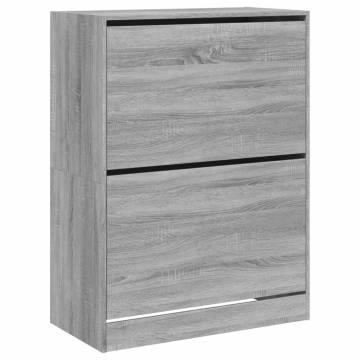 Shoe Cabinet with 2 Flip-Drawers - Grey Sonoma 80x42x108 cm