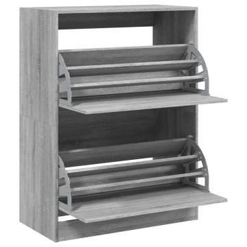 Shoe Cabinet with 2 Flip-Drawers - Grey Sonoma 80x42x108 cm