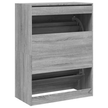 Shoe Cabinet with 2 Flip-Drawers - Grey Sonoma 80x42x108 cm