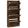 Shoe Cabinet with 4 Flip-Drawers in Smoked Oak - Stylish Storage