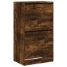 Shoe Cabinet with 2 Flip-Drawers in Smoked Oak - 60x42x108 cm