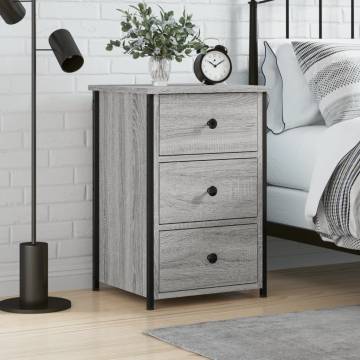 Stylish Grey Sonoma Bedside Cabinet | 40x36x60 cm