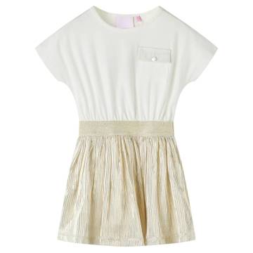 Kids' Ecru Dress with Short Sleeves - Quality Everyday Wear