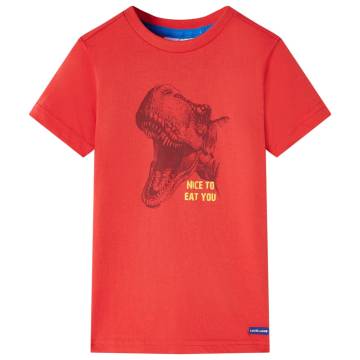 Kids' T-Shirt Red 140 - Soft Cotton Dinosaur Tee for Ages 9-10