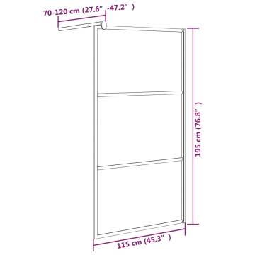 Walk-in Shower Wall 115x195 cm | Frosted ESG Glass Black