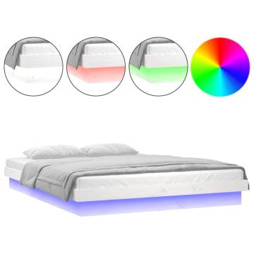 LED Bed Frame White 200x200 cm | Solid Wood Design