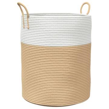 Storage Basket Beige and White Ø38x46 cm Cotton - Hipomarket