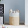 Storage Basket Beige and White Ø38x46 cm Cotton - Hipomarket