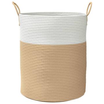 Storage Basket Beige and White Ø38x46 cm Cotton - Hipomarket