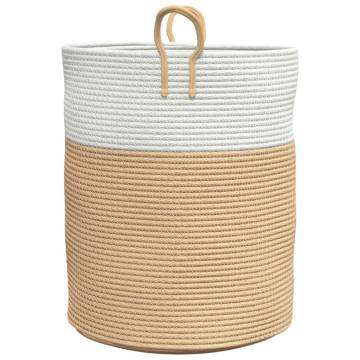 Storage Basket Beige and White Ø38x46 cm Cotton - Hipomarket