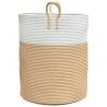 Storage Basket Beige and White Ø38x46 cm Cotton - Hipomarket