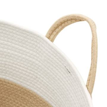 Storage Basket Beige and White Ø38x46 cm Cotton - Hipomarket