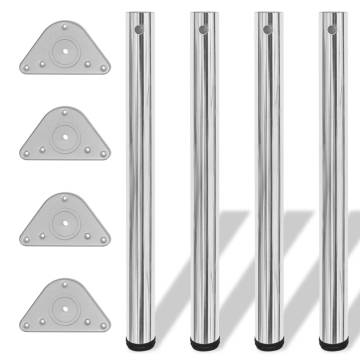 4 Adjustable Chrome Table Legs - 710 mm | High-Quality Sturdiness