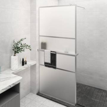 Walk-in Shower Wall with Shelf Chrome 80x195 cm - ESG Glass