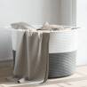 Laundry Basket Grey and White Ø55x36 cm Cotton Colour grey Size 55 x 36 cm Quantity in Package 1 