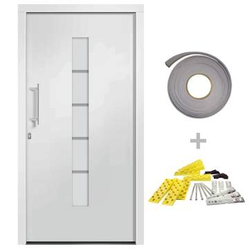 Front Door Aluminium and PVC White 100x210 cm | Hipomarket