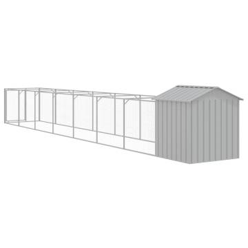 Light Grey Dog House with Roof - Durable Galvanised Steel