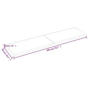 Bathroom Countertop 200x50x(2-4) cm Untreated Solid Wood