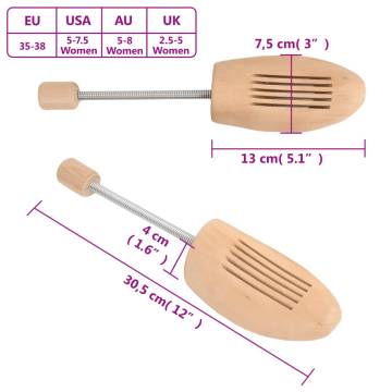 Shoe Trees 2 Pairs EU 35-38 Solid Wood Lotus | HipoMarket