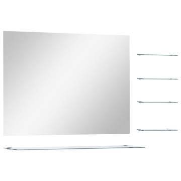 Elegant Silver Wall Mirror with 5 Shelves - 80x60 cm