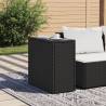 Garden Side Table with Glass Top - Poly Rattan Black