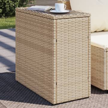 Beige Garden Side Table with Glass Top | Durable Outdoor Furniture