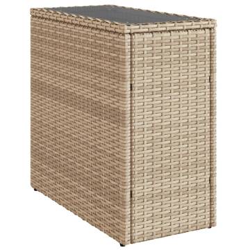 Beige Garden Side Table with Glass Top | Durable Outdoor Furniture