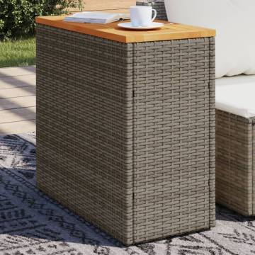 Stylish Grey Garden Side Table with Wooden Top - HipoMarket