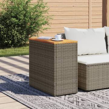 Stylish Grey Garden Side Table with Wooden Top - HipoMarket