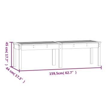 2-Seater Solid Pine Garden Bench - 159.5x44x45 cm