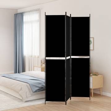 3-Panel Black Room Divider - 150x220 cm Fabric | Hipo Market